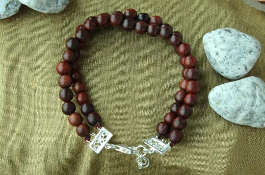 Red Sandalwood Bracelet - 6 mm - Double turn