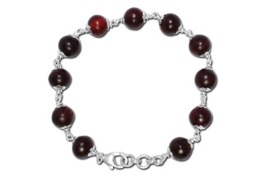 Red Sandalwood Bracelet in silver caps