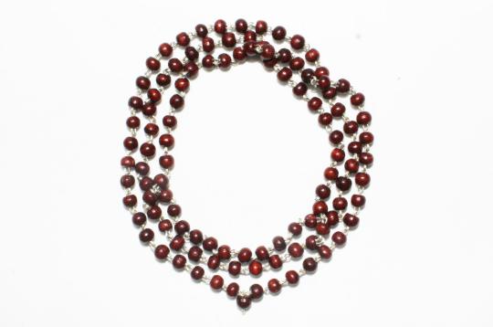 Red sandalwood mala in silver