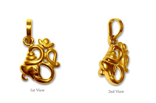 Ganesh Om locket in Pure Gold