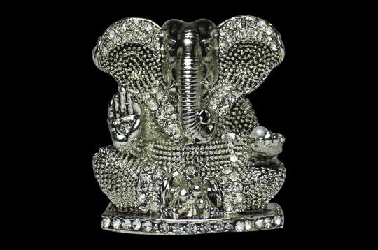 Studded Silver Lord Ganesha Idol