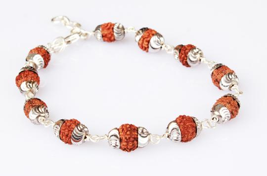 7 mukhi bracelet in Designer silver caps