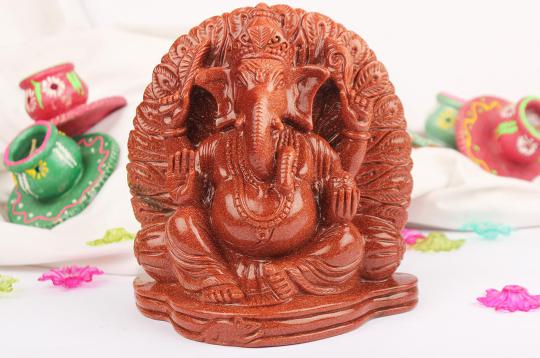 Sunstone Ganesha - 1480 gms