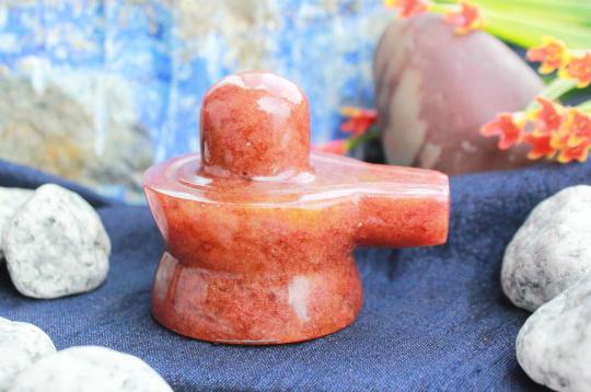 Natural Sunstone Shivaling - 75 gms