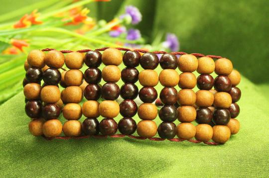 Red and white Sandalwood Multi Beads Bracelet - 8mm