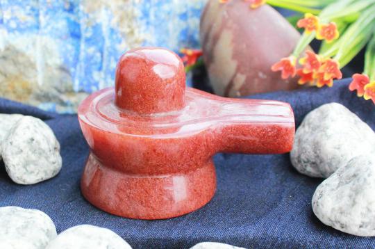 Natural Sunstone Shivaling - 95 gms