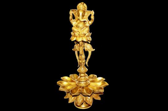 Ganesha on Lotus Diya - Big