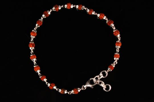 Rudraksha Bracelet in silver with self design caps - 4mm