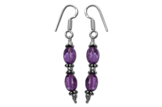 Amethyst Oval Earrings - 10mm