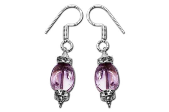 Amethyst Oval Earrings - 11mm