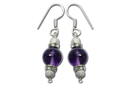 Amethyst Round Earrings - 10mm