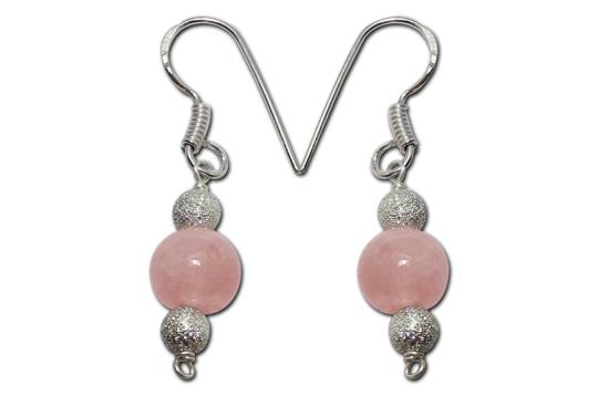 Round Rose Quartz Earrings - Design I