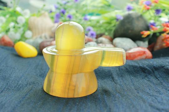 Yellow Fluorite Shivaling - 125 gms