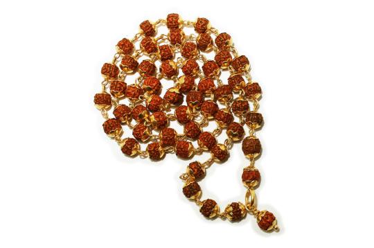 7mm chikna bead mala in gold caps