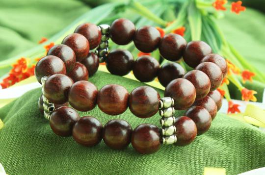 Red Sandalwood Bracelet - 12 mm - Double turn I