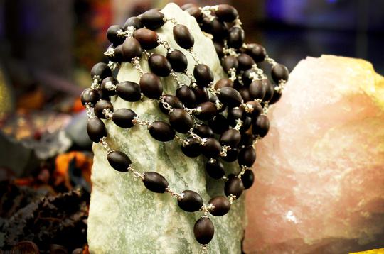 Lotus mala with silver caps