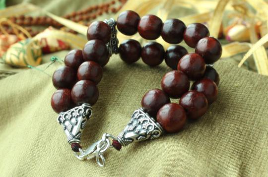 Red Sandalwood Bracelet - 12 mm - Double turn