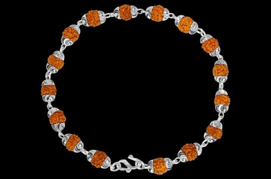 Rudraksha Bracelet in silver with self design caps