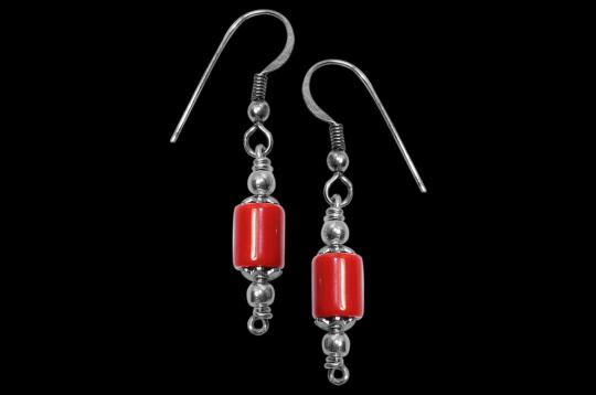 Cylindrical Coral Earrings