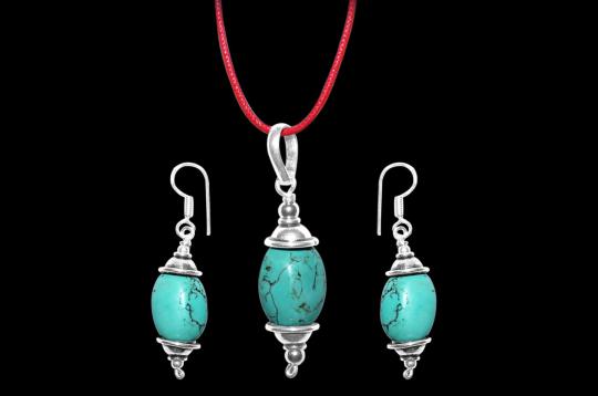 Turquoise Pendant and Earring Set