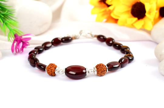 Rudraksha and Gomed Bracelet - 60 carats