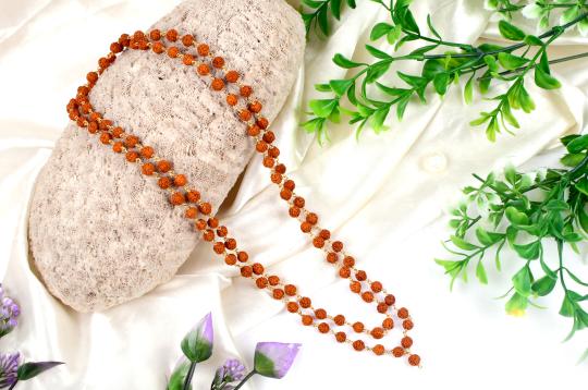 Rudraksha mala 6 mm - Gold polished Copper