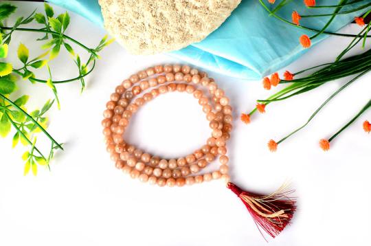 Sunstone Round Mala - 6 mm