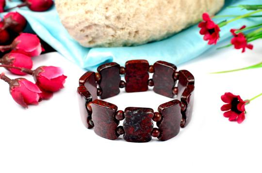 Natural Moss Red Agate Bracelet