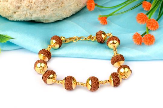 9 mukhi Durga Shakti bracelet from Java with pure gold caps