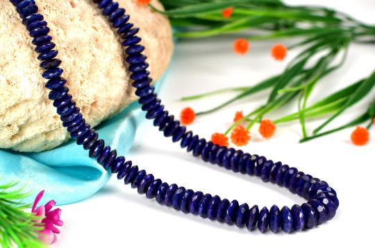 Blue Sapphire Necklace - Button Shaped