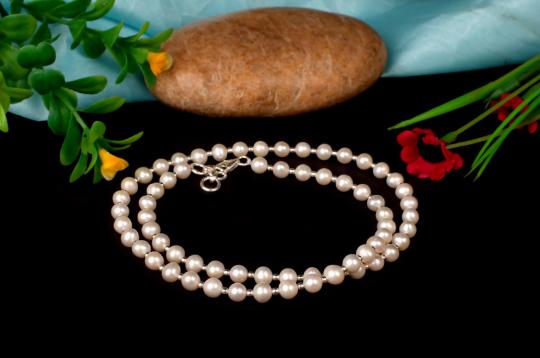 Pearl Mala with silver balls