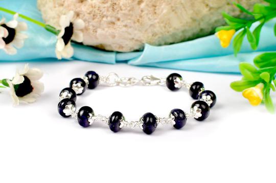 Blue Sapphire faceted Bracelet - Button Shaped - I