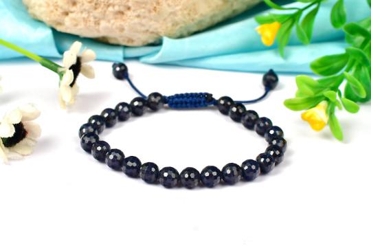 Blue Sapphire faceted Bracelet - Round Shaped - I