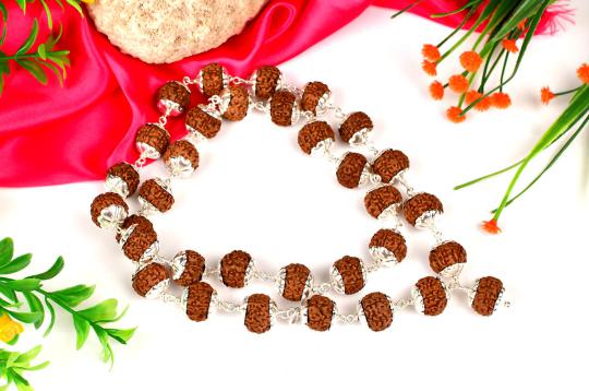Collector 7 mukhi Mahalaxmi mala in silver caps - Design I