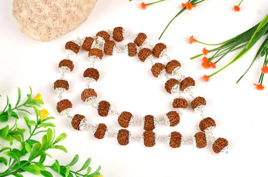 Collector 9 Mukhi Durga Shakti Mala in Silver Caps - Design I