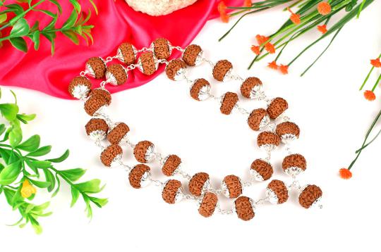 Collector Rare 7 mukhi Mahalaxmi mala in silver caps - Design II