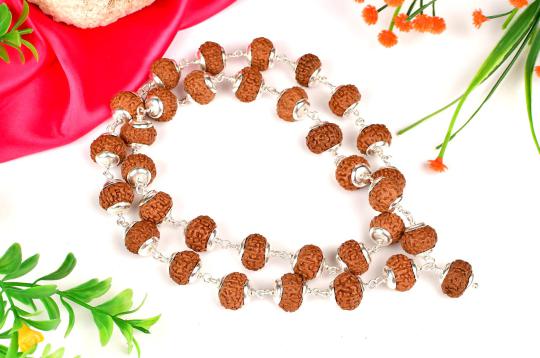 Collector Rare 7 mukhi Mahalaxmi mala in silver caps - Design III