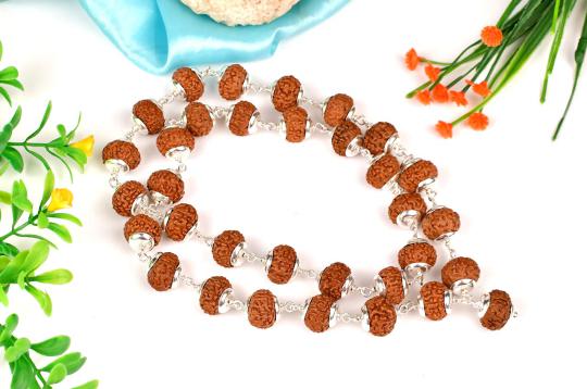 Collector 9 Mukhi Durga Shakti Mala in Silver Caps - Design III