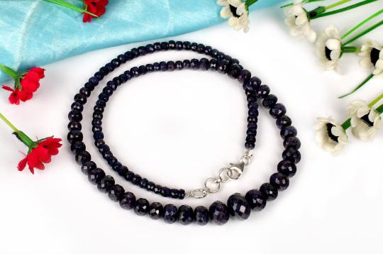 Blue Sapphire (Faceted Button Shape) Necklace