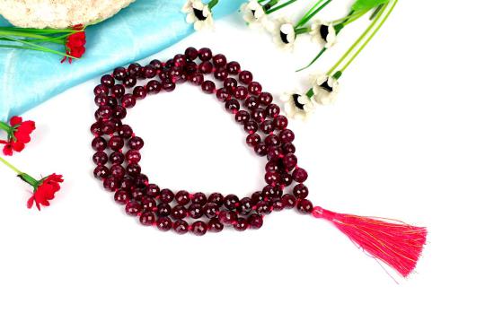 Round Ruby beads mala  with knot