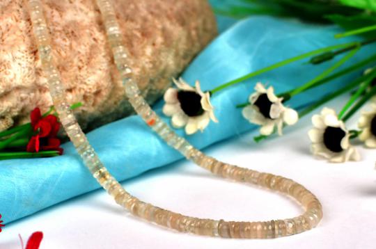 Moonstone Faceted Button Shaped Beads Necklace