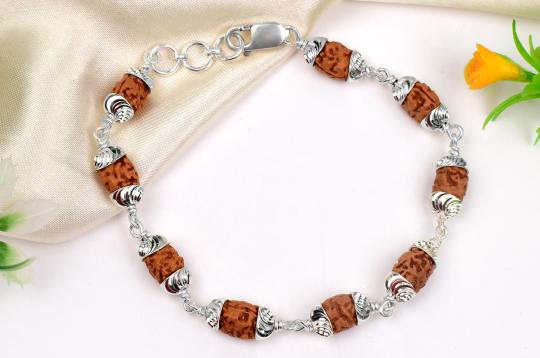 2 Mukhi Java Bracelet in self designed silver caps