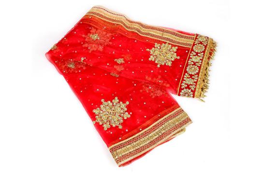 Navratri Devi Embroidered Chunni Netted Puja Cloth