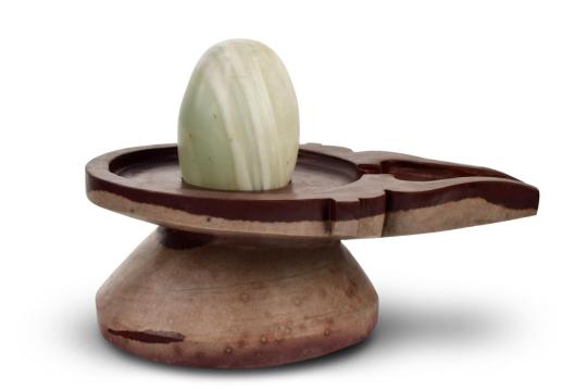 White Narmada Lingam  with Yoni Base
