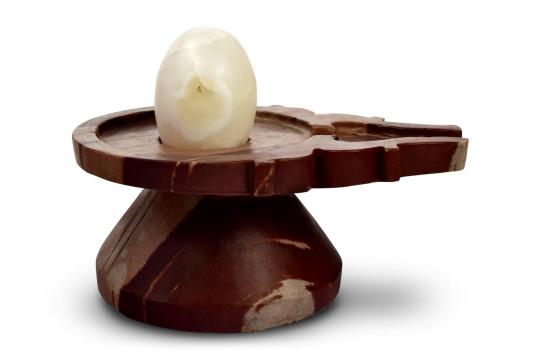 White Narmada Lingam with Yoni Base - II