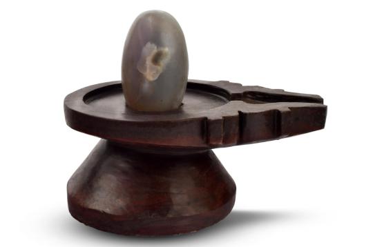 White Narmada Lingam  with Yoni Base - III