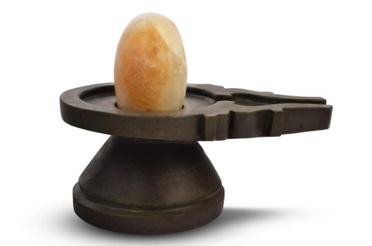 White Narmada Lingam  with Yoni Base - V