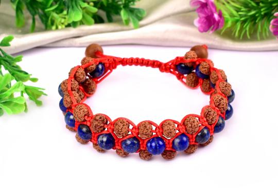 Rudraksha with Sandal beads and Lapis Lazuli beads bracelet