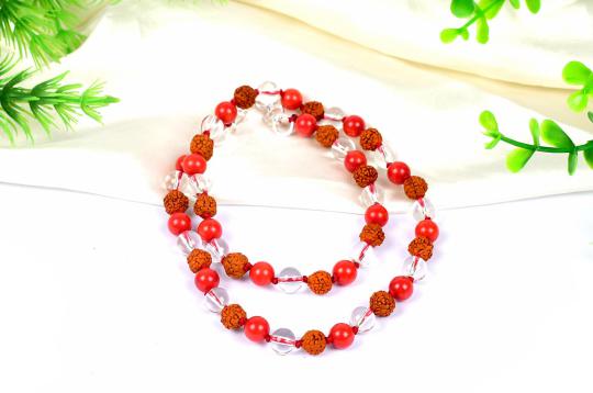 Rudraksha Sphatik & Coral mala and  thread