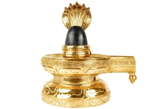 Bronze Yoni base with Narmada Shivling - I